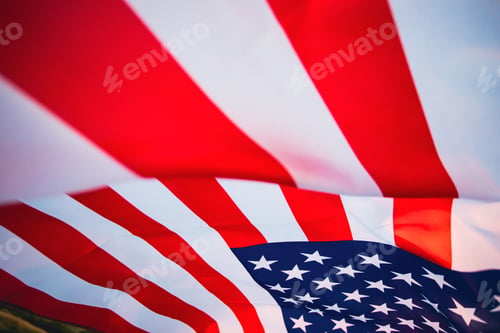 Preview: American flag waving in the wind.