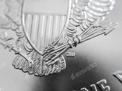 Preview: Closeup shot of a symbol on a silver coin
