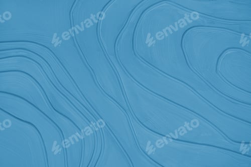 Preview: Plaster Wall With Volumetric Relief Surface With Convex Wavy Lines, Blue Gypsum Texture Panel.