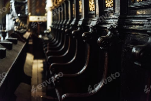 Preview: details in catholic church or cathedral, religion concept, wedding traditional ceremony