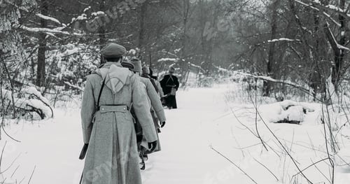Preview: Army on Marching. Men Dressed As White Guard Soldiers Of Imperial Russian Army In Russian Civil War