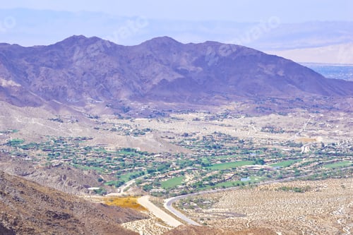 Preview: Descending into Palm Springs on the 74 Highway. Cloud shadows on the mountains!
