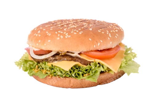 Preview: Tasty vegetarian burger with carrot cutlet on white background
