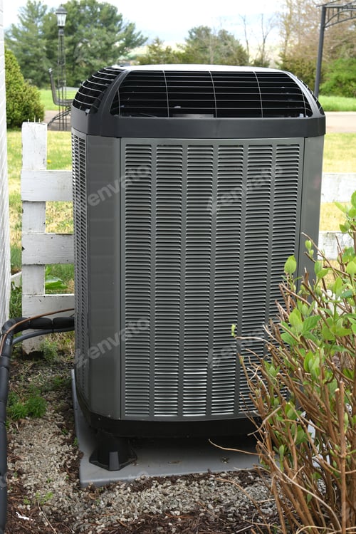 Preview: High efficiency quiet outdoor HVAC heating and cooling unit. generic, logos removed