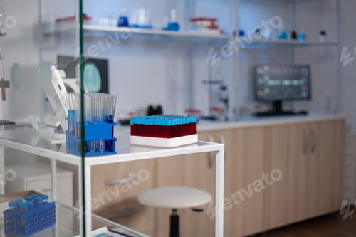 Preview: Empty medical neurological laboratory with nobody in it with professional modern equipment