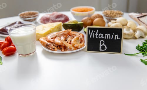Preview: Foods that contain B vitamins. Selective focus