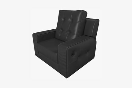 Preview: Black leather armchair with tufted backrest and storage compartment