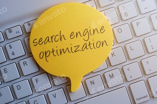 Preview: Top view image of speech bubble with text Search Engine Optimization