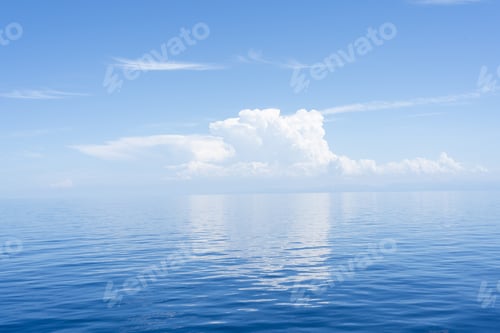 Preview: The front view in the morning sky is bright blue with clear white clouds.