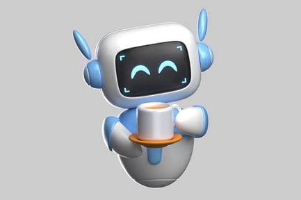 Preview: Cute robot with tea cup