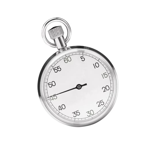 Preview: Close-up of Silver Stopwatch on White Background