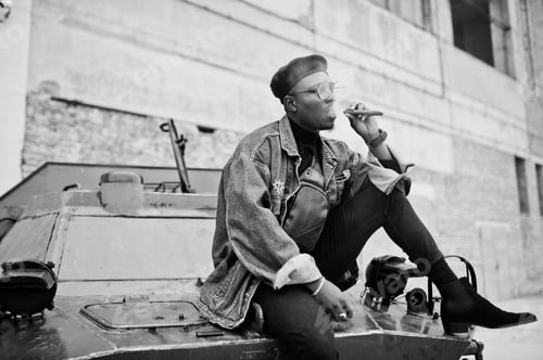 Preview: African american man in jeans jacket