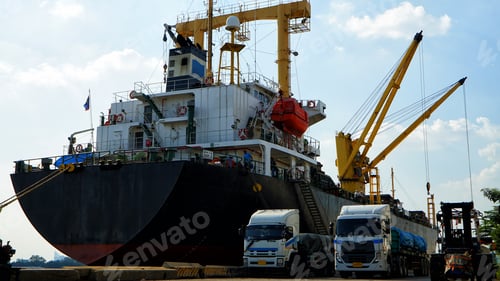 Preview: Container Cargo Port Ship Yard Storage Handling of Logistic Transportation Industry. Row of Stacking