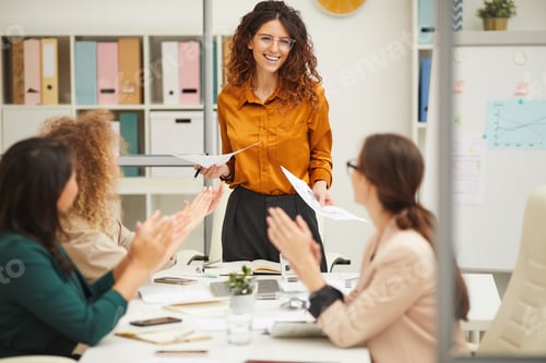 Preview: Woman Finishing Successful Presentation