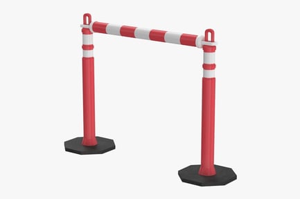 Preview: Red and White Traffic Delineator Crossbar System