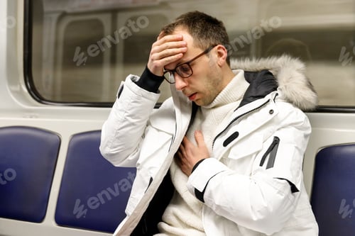 Preview: man in subway train has problems with breathing, pressure