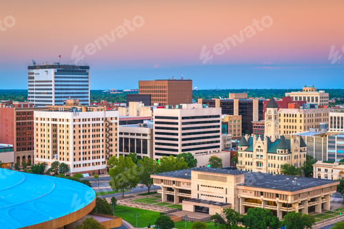 Preview: Wichita, Kansas, USA downtown skyline at dusk