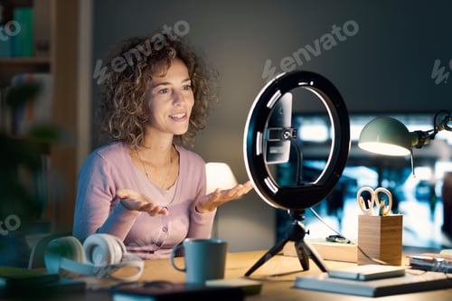 Preview: Professional influencer recording a video at home