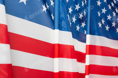 Preview: close up of red and blue flag of america