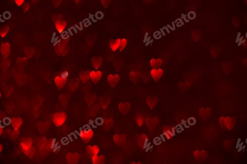 Preview: Red hearts bokeh background