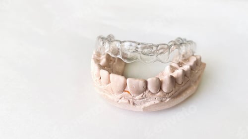 Preview: Transparent invisible dental aligners or braces applicable for an orthodontic dental treatment