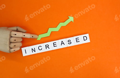 Preview: increasing arrows and letters of the alphabet with the word increase.