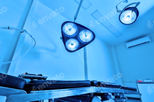 Preview: Surgical lamps in operation room. Equipment and medical devices in modern operating room