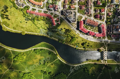 Preview: aerial photography from above of a large number of houses in the Eastern district of Minsk.The