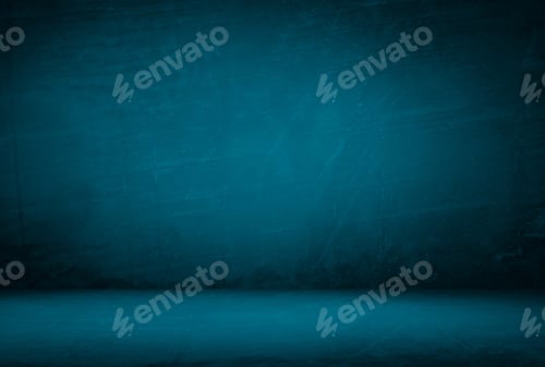 Preview: Vintage grunge blue concrete texture studio wall background with vignette.