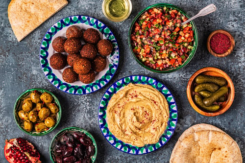 Preview: Falafel and hummus - traditional dish of Israeli and Middle Eastern cuisine