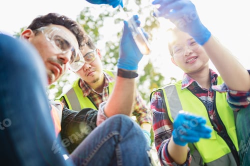 Preview: Team of Scientist or Biologist collects a sample of wastewater from industries at industrial estate