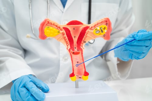 Preview: Doctor holding human uterus model for vaginal and cervix pap smear