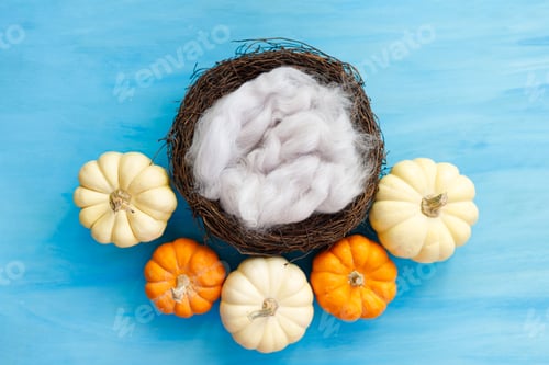 Preview: Newborn digital background with wood and easter decorations