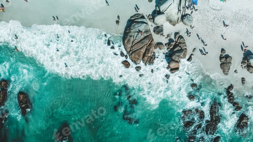 Preview: Aerial drone shot of the Clifton Beach in Cape Town, South Africa