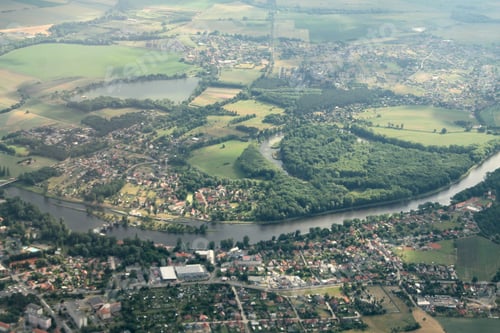 Preview: Beautiful Aerial View over Prague from an Airplane