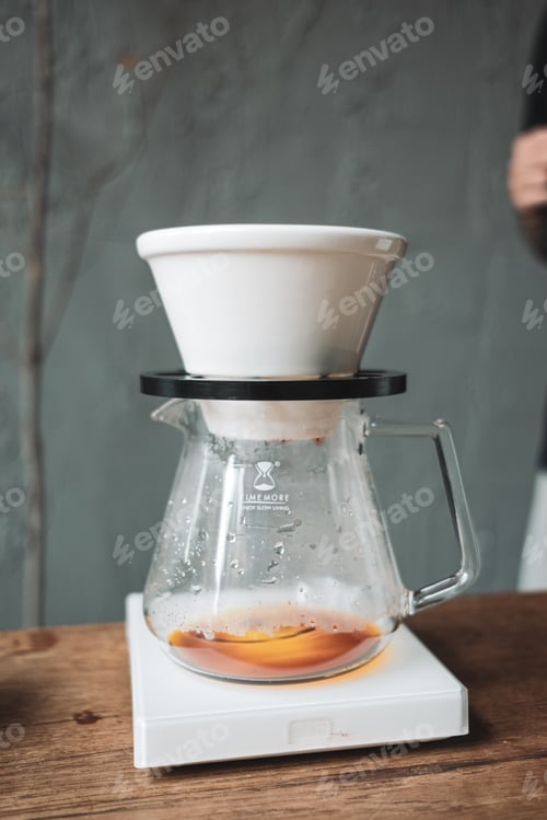 Preview: barista dripping coffee and slow coffee bar style