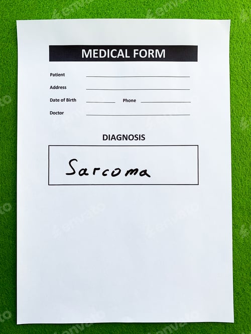 Preview: Diagnosis sarcoma in a medical form on the doctor desk