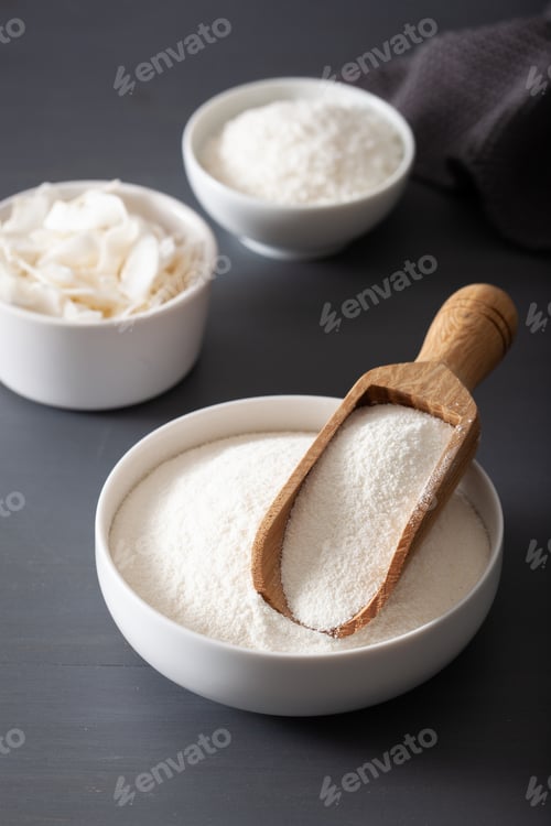 Preview: coconut flour and flakes healthy ingredient for keto paleo diet
