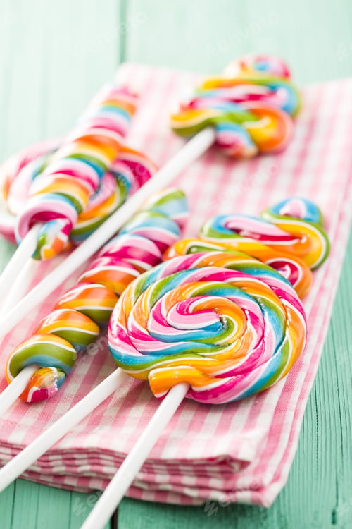 Preview: Various colorful lollipops.