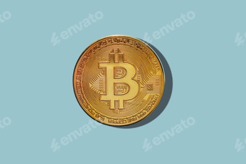 Preview: Bitcoin on a blue background. Currency of the future.