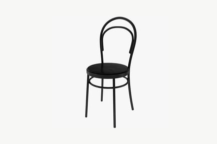 Preview: Black metal chair with curved backrest and round seat