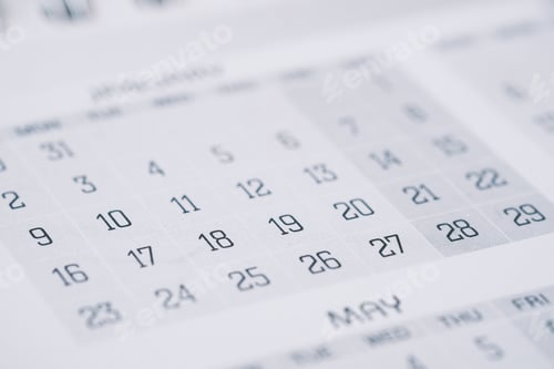 Preview: detail shot of a calendar on table,