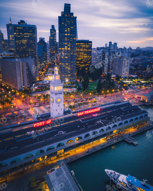 Preview: Aerial view of San Francisco at Night