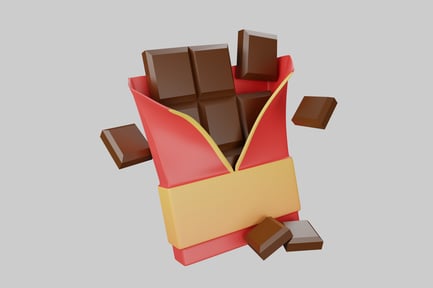 Preview: Chocolate bars in a red and yellow container