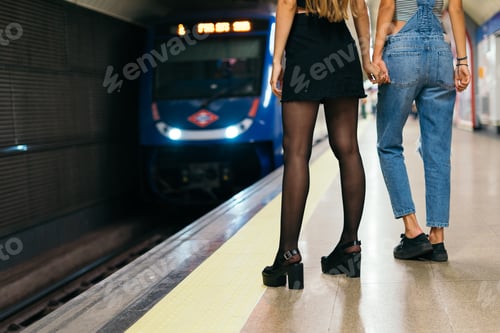 Preview: Couple of friends waiting for the train to arrive.