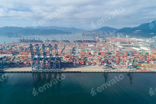 Preview: Aerial footage of container ship in Yantian port in shenzhen city, China