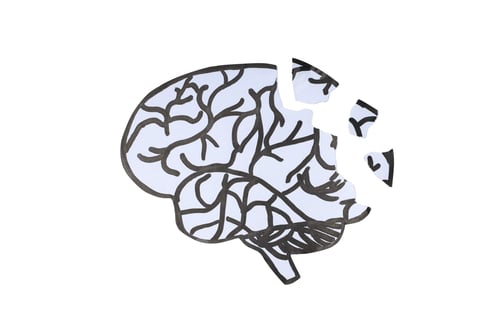 Preview: Brain design with crack for challenges, on white background