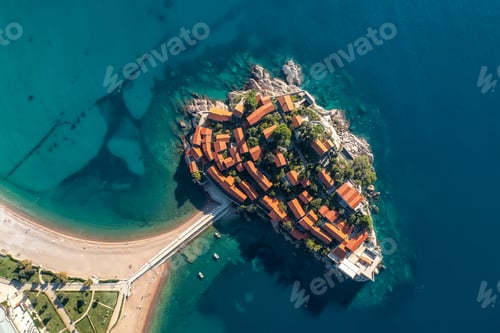 Preview: Panoramic view of the famous Sveti Stefan island in Montenegro