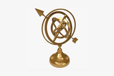 Visualização: Esfera armilar com indicadores direcionais