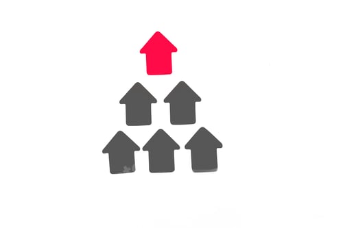 Preview: Group of paper stickers in the form of pink arrows on a white background